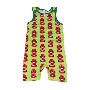 Maxomorra Race Car Playsuit Green Red Size 80 12 Months